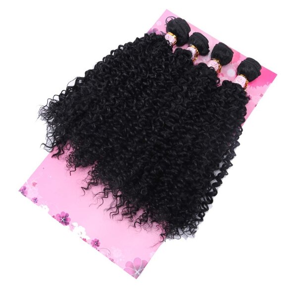 Kinky Curly Synthetic Hair Bundles 4 Pieces Natural Soft Sew In Extensions - Picture 6 of 8